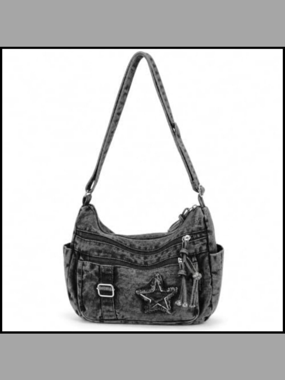 Denim Crossbody Bag Y2K Vintage Grunge Multi-Pocket Adjustable Strap